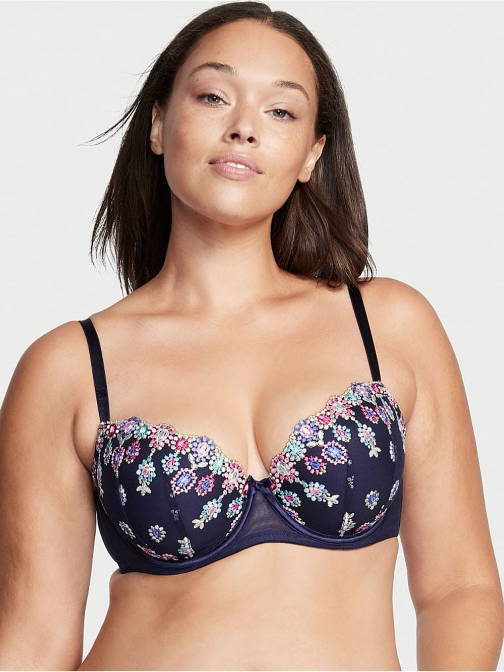 Victoria's Secret Navy Floral Embroidered Underwire Bra